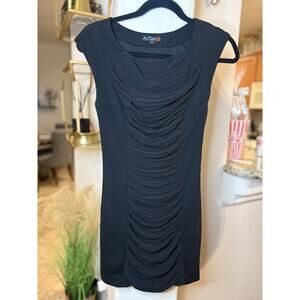 G by Guess Black Ruched Bodycon Mini Dress Size XS 00-2